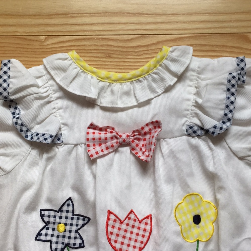 White Blue and Red Gingham Romper - Picture 2 of 6
